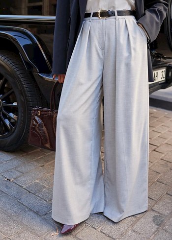 Gri Palazzo Pantolon - Görsel 4