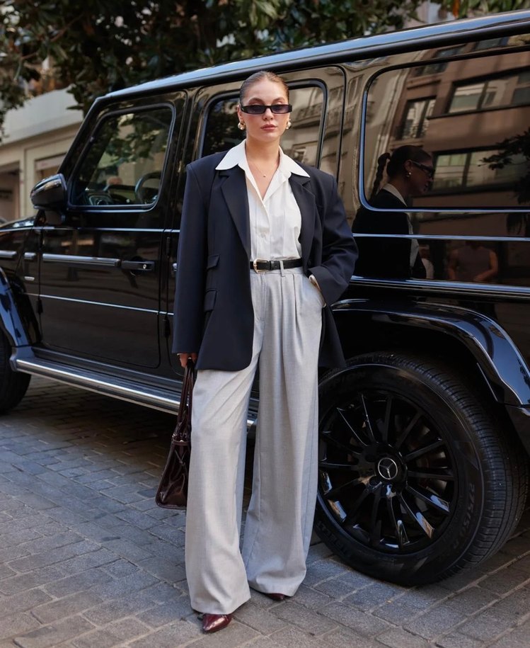 Gri Palazzo Pantolon - Görsel 2