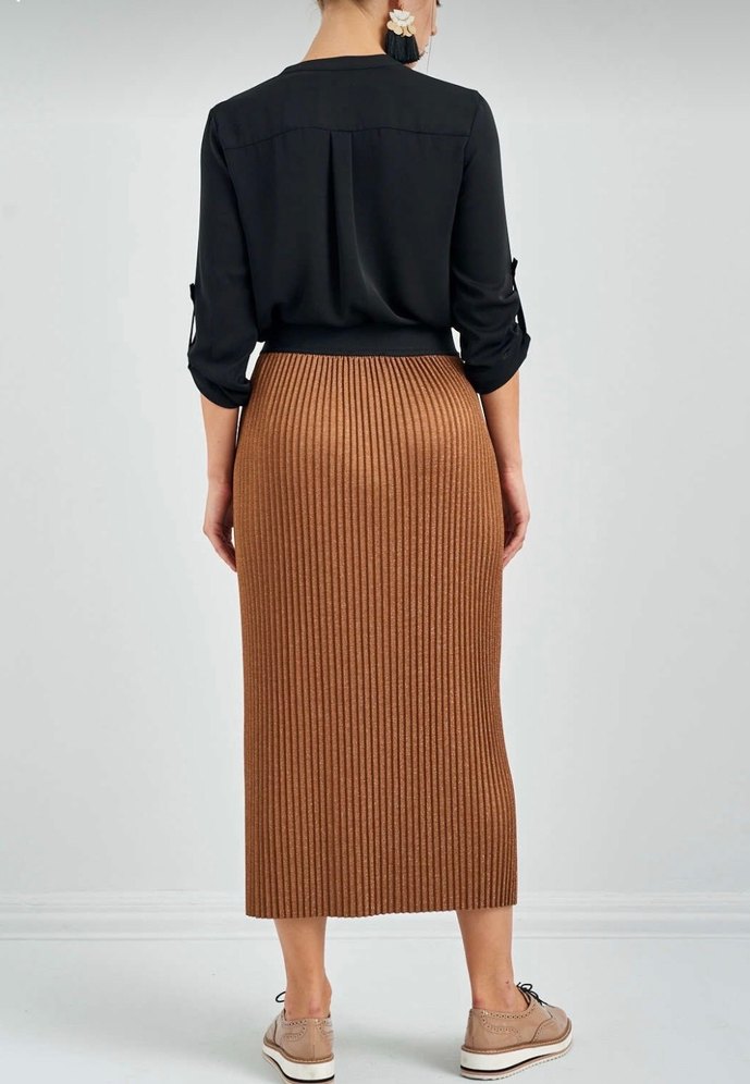 Zara Triko Pilili Uzun Kadın Etek - Görsel 5