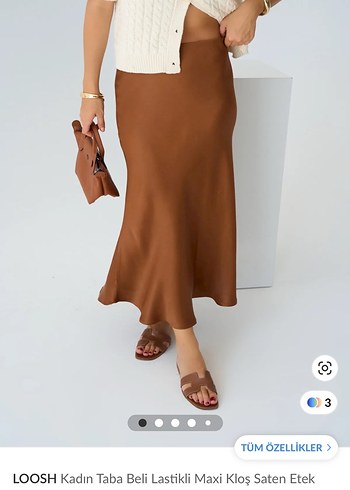 Kadın Kahverengi saten Midi Etek - Görsel 8