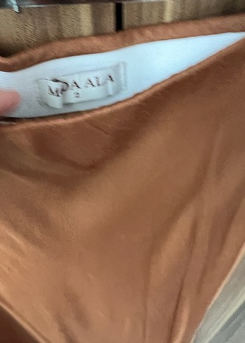 Kadın Kahverengi saten Midi Etek - Görsel 3