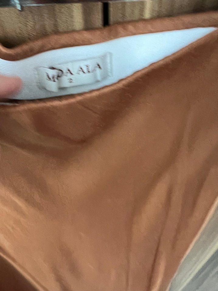 Kadın Kahverengi saten Midi Etek - Görsel 3