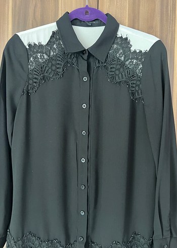 Dantel Detaylı İpekyol Gömlek - Görsel 6