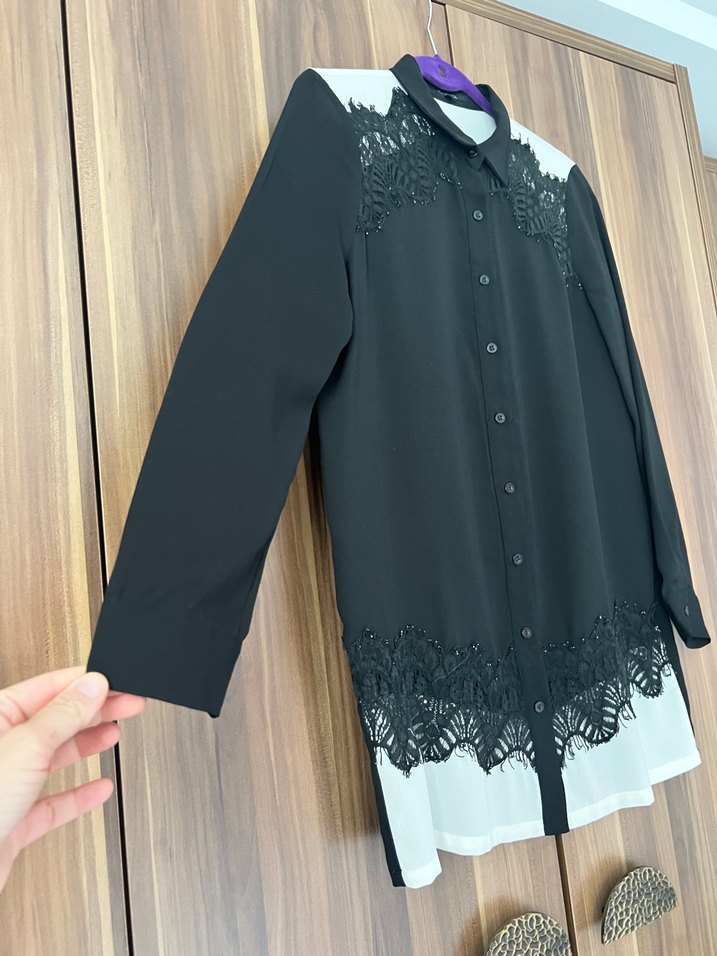 Dantel Detaylı İpekyol Gömlek - Görsel 5