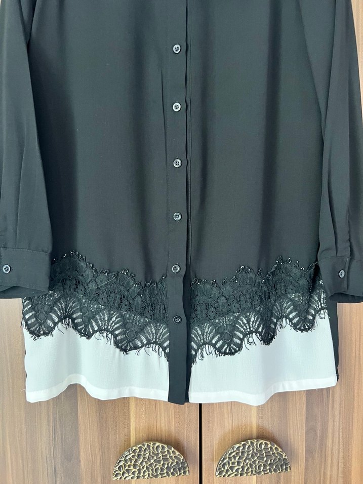 Dantel Detaylı İpekyol Gömlek - Görsel 2