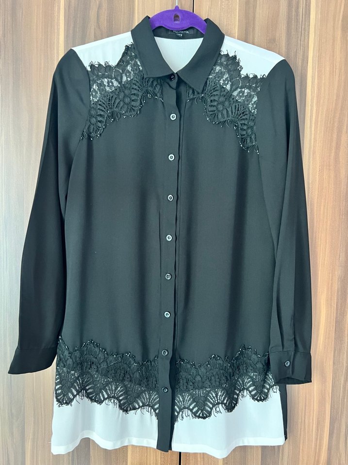 Dantel Detaylı İpekyol Gömlek - Görsel 3