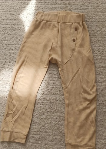 Çocuk Bej Düğmeli Pantolon