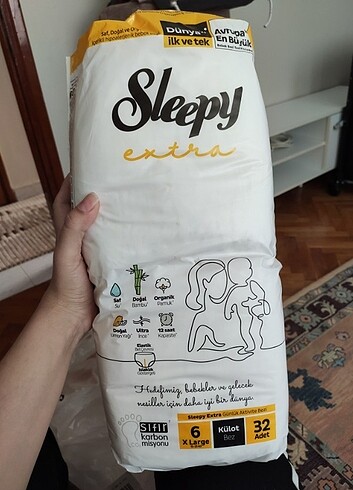 3 paket 32 li toplamda 96 adet Sleepy extra 6 numara külot bez