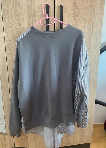 Gri Uzun Kollu Salaş Sweatshirt