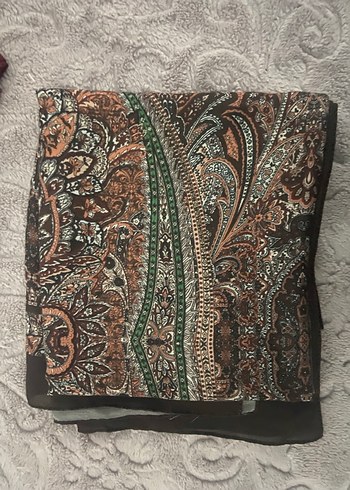 Dantel Detaylı Kahverengi etnik desen Kadın Şal