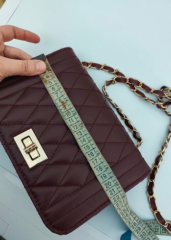 Bordo Zincir Detaylı Kadın Deri Çanta - Görsel 7