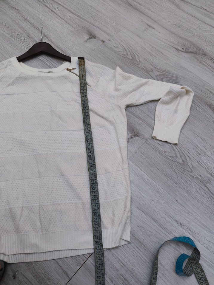 Uzun Kollu Beyaz Kadın Triko - Görsel 4