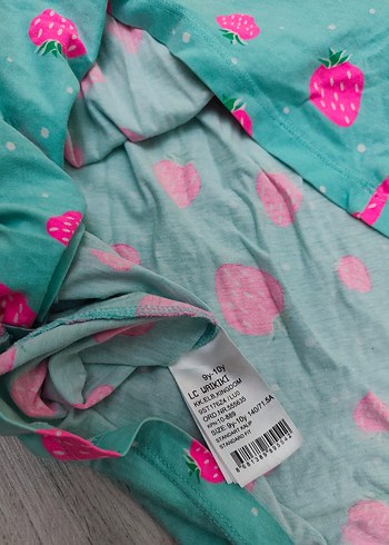 Turkuaz Çilek Desenli Kız Elbisesi - Görsel 2