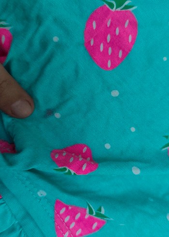 Turkuaz Çilek Desenli Kız Elbisesi - Görsel 7