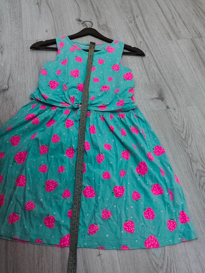 Turkuaz Çilek Desenli Kız Elbisesi - Görsel 4