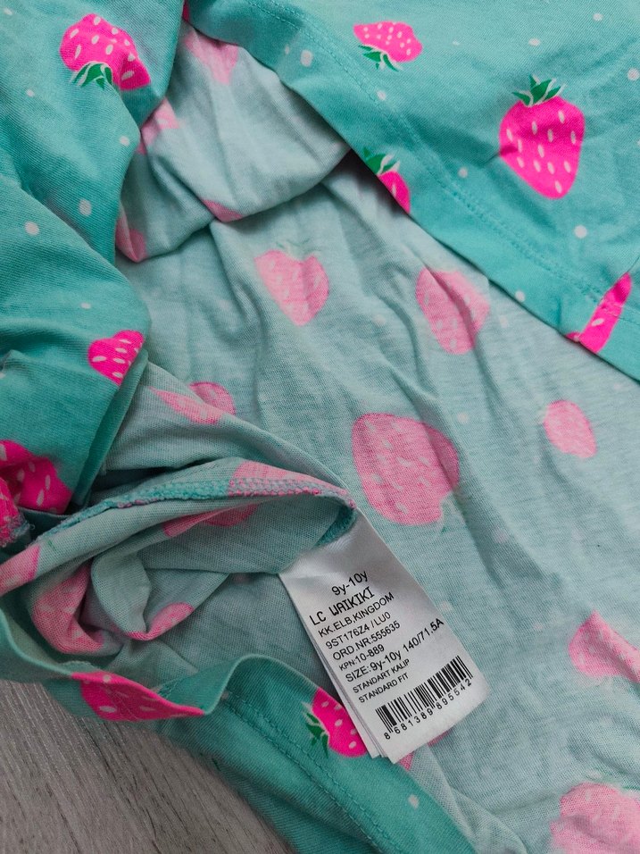 Turkuaz Çilek Desenli Kız Elbisesi - Görsel 2