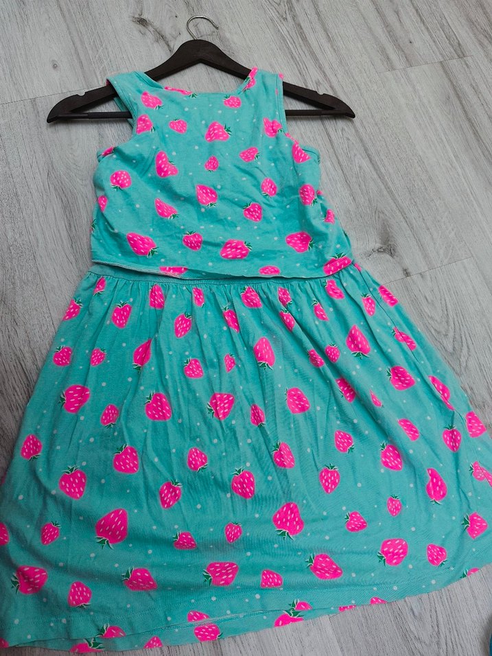 Turkuaz Çilek Desenli Kız Elbisesi - Görsel 5
