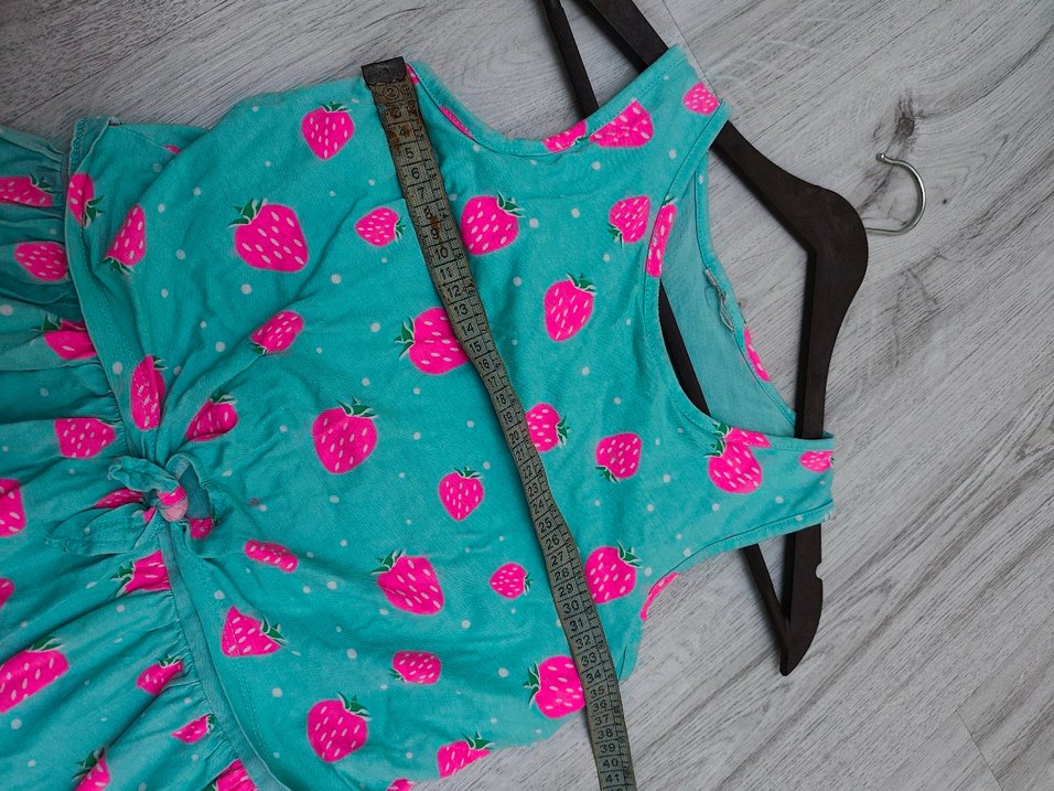 Turkuaz Çilek Desenli Kız Elbisesi - Görsel 3