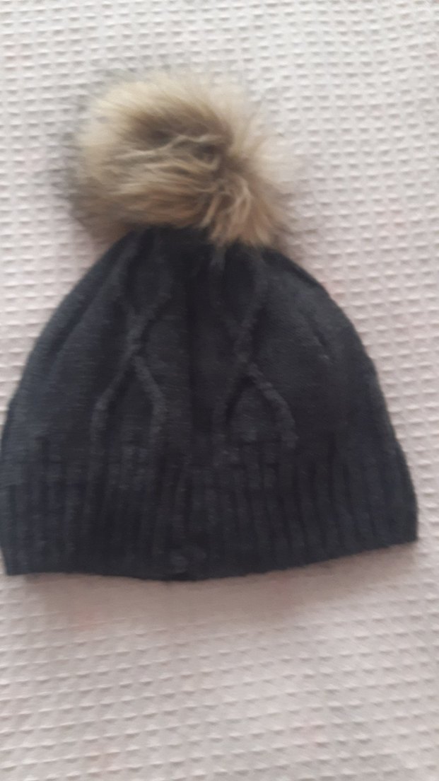 Kadın decathlon  orjinal Gri Yün Ponponlu Bere - Görsel 3