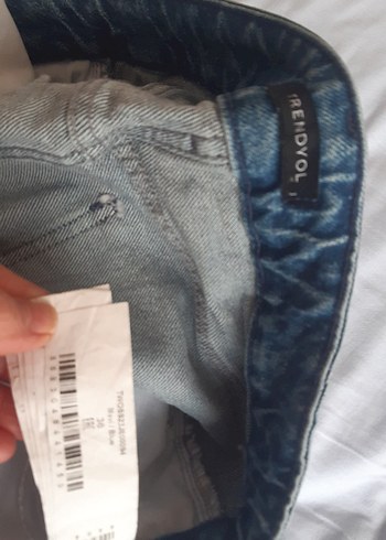 Kadın 36 bwdrwn trndyol Mavi Normal Boy Kot Pantolon - Görsel 6