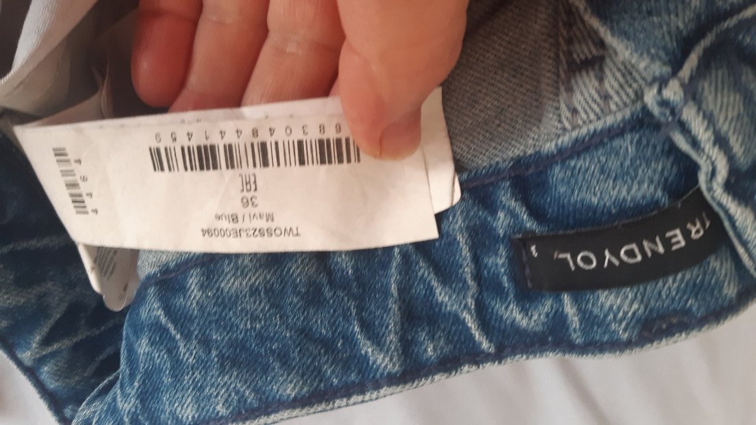 Kadın 36 bwdrwn trndyol Mavi Normal Boy Kot Pantolon - Görsel 4