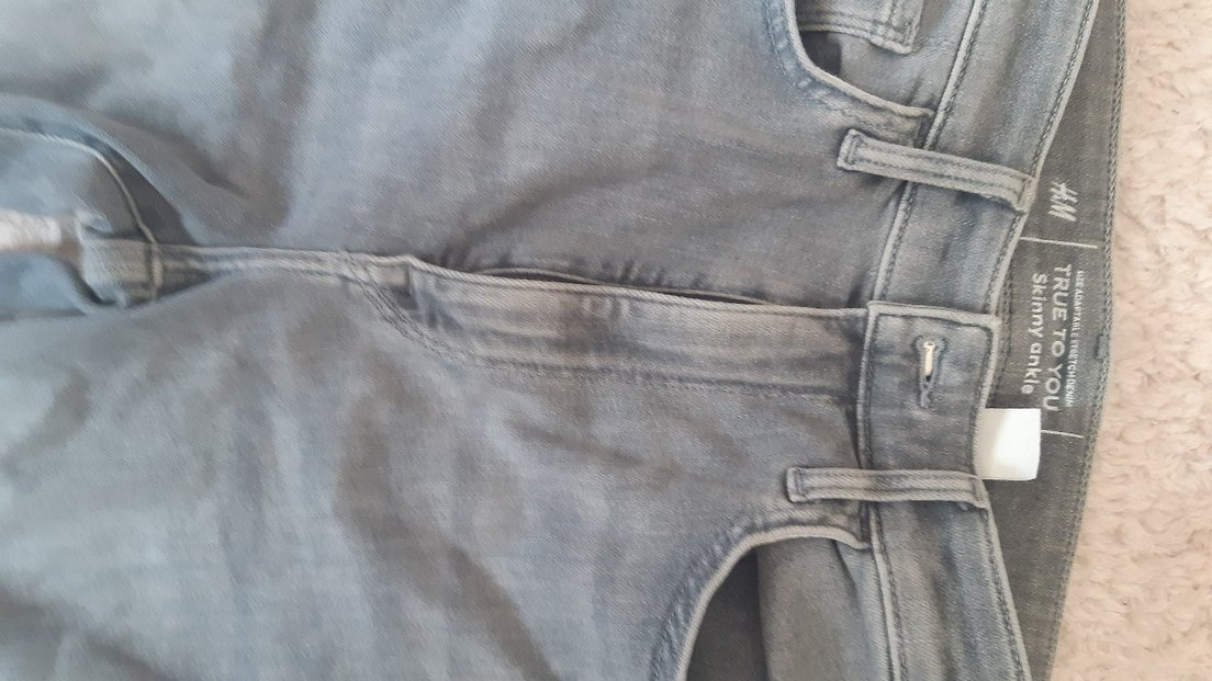 Gri Kadın Denim h m  Midi Pantolon likrali - Görsel 2