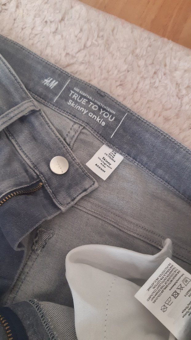 Gri Kadın Denim h m  Midi Pantolon likrali - Görsel 3