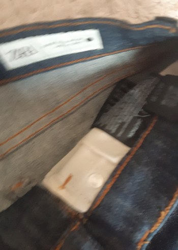 Kadın orjinal zara Lacivert Denim Regular Fit Pantolon likrasz - Görsel 3