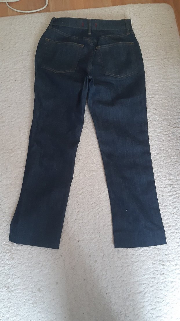 Kadın orjinal zara Lacivert Denim Regular Fit Pantolon likrasz - Görsel 2