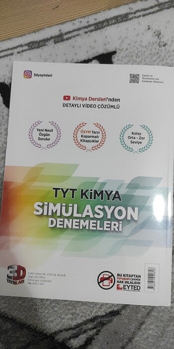  Tyt kimya branş denemesi 3d yayınları 