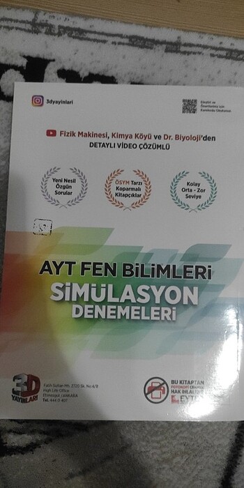  Ayt fen bilimleri denemesi 3d yayınları 
