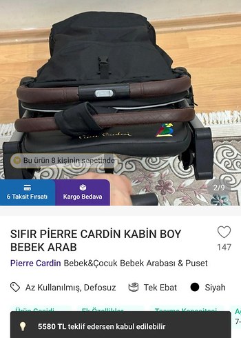 Pierre Cardin Siyah Kabin Boy Bebek Arabası