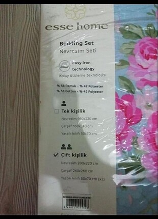  Beden mavi Renk Esse Çift Kişilik Nevresim Takimi