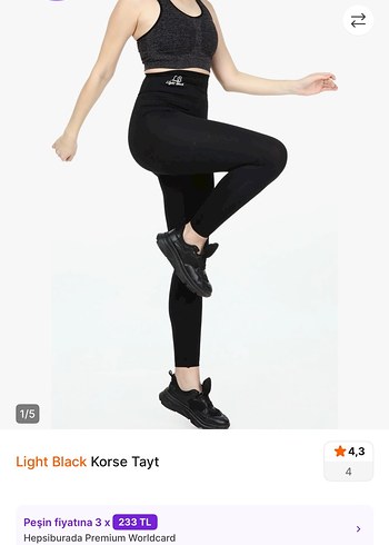 Light Black Korse Kadın Tayt