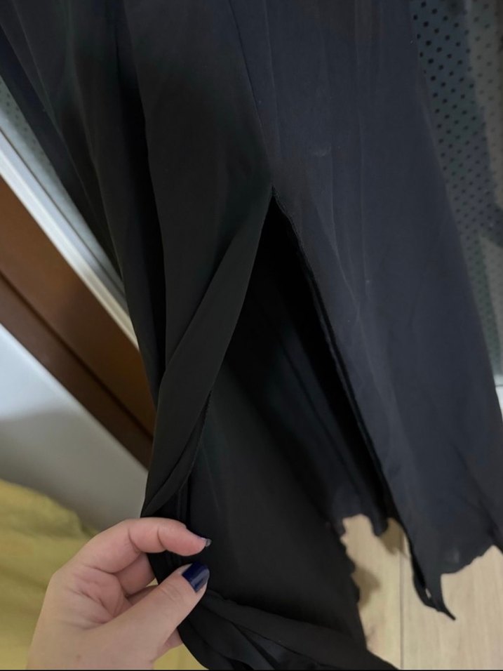 Uzun Siyah Drapeli Gotik Abiye Elbise - Görsel 3