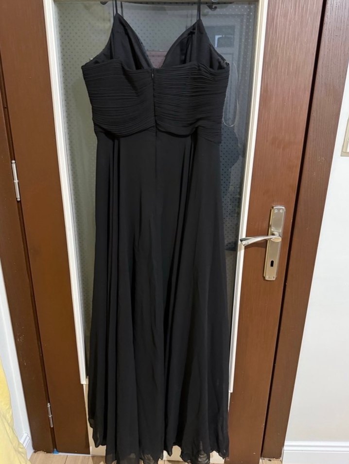 Uzun Siyah Drapeli Gotik Abiye Elbise - Görsel 2