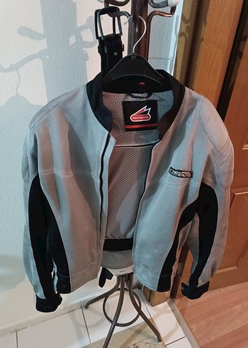 Diğer Diger Gri erkek motor Deri Biker Ceket