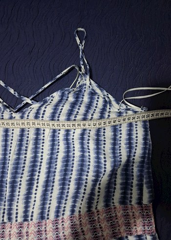 Mavi Bağcıklı Kısa Kadın Tulum - Görsel 6