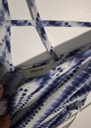 Mavi Bağcıklı Kısa Kadın Tulum - Görsel 3