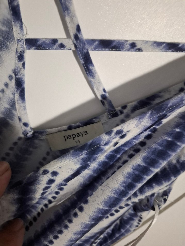 Mavi Bağcıklı Kısa Kadın Tulum - Görsel 3