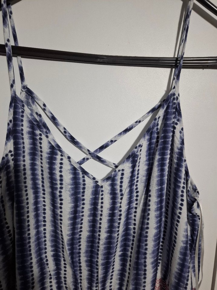 Mavi Bağcıklı Kısa Kadın Tulum - Görsel 2