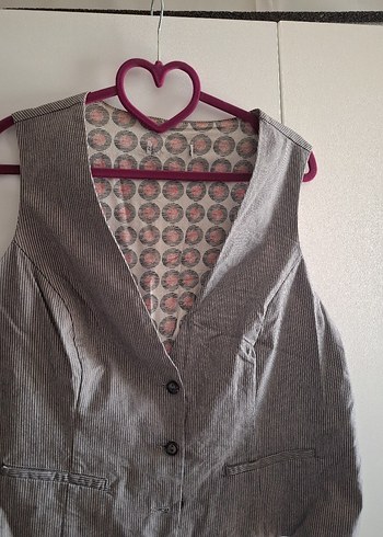 Gri Düğmeli Kadın Yelek - Görsel 2