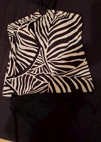 xl Beden siyah Renk Zebra Desenli Siyah Mini Mayo