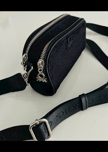 Kadın Siyah Baskılı Kemerli Çapraz Çanta - Görsel 2