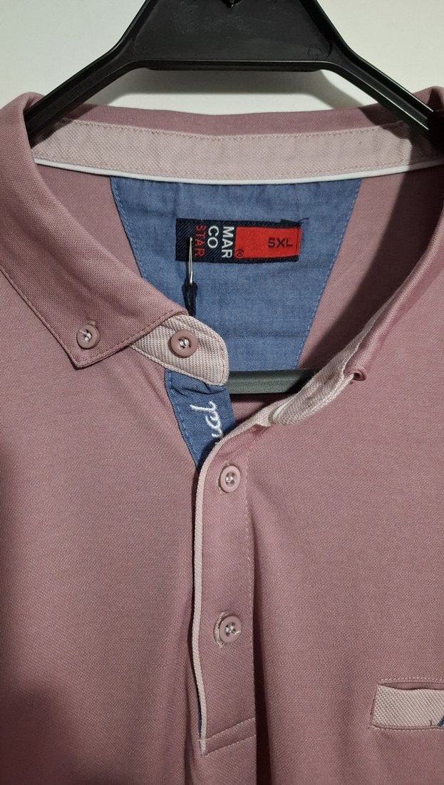 Düğmeli Pembe Erkek Polo Tişört - Görsel 2