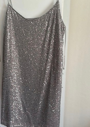 Gri Payetli  Abiye Elbise - Görsel 2