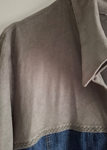 Gri Denim Düğmeli Gömlek - Görsel 2