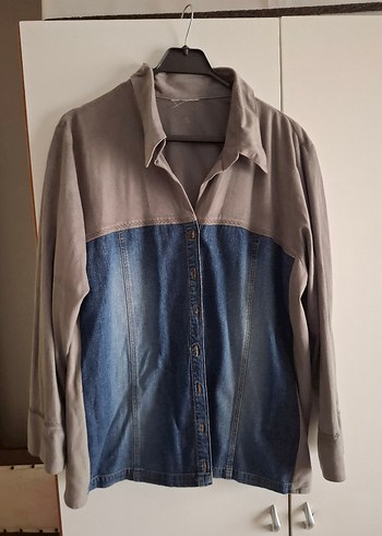 Gri Denim Düğmeli Gömlek - Görsel 3