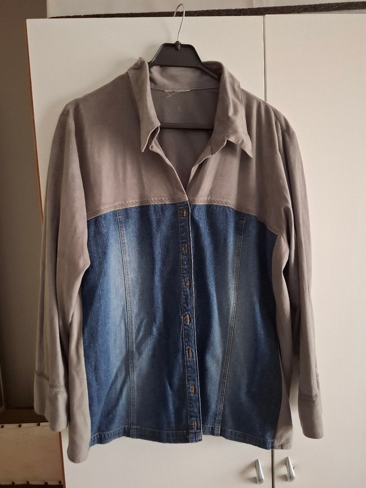 Gri Denim Düğmeli Gömlek - Görsel 3