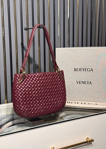 Bottega veneta Bordo Deri Kapitone Kadın Çanta - Görsel 3